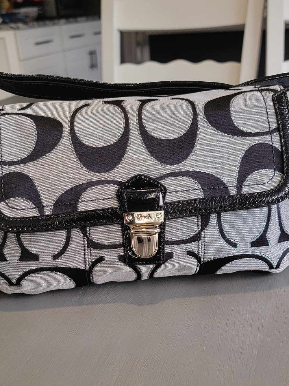 Vintage Coach Poppy Signature Lurex Layla Crossbody Bag Black Silver Y2K 18136